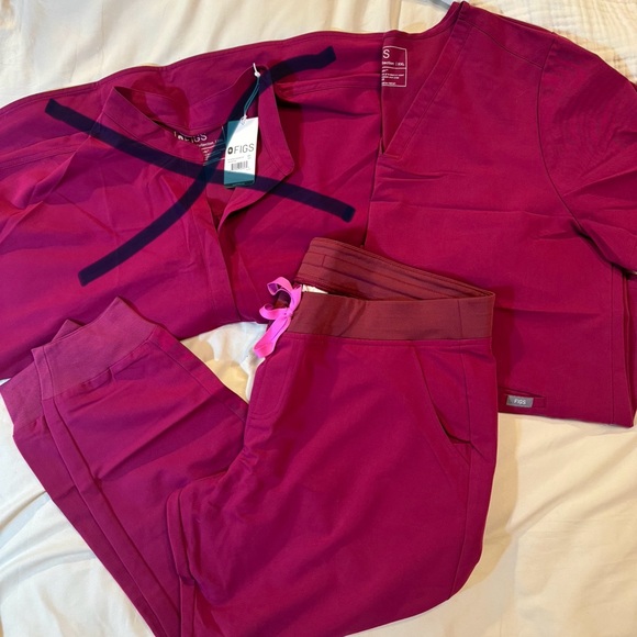 Figs Pants - FIGS NWT Dark Magenta Scrub Set